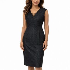 Evan Picone Little Black Dress Metallic Sheath Cocktail Dress Size 6